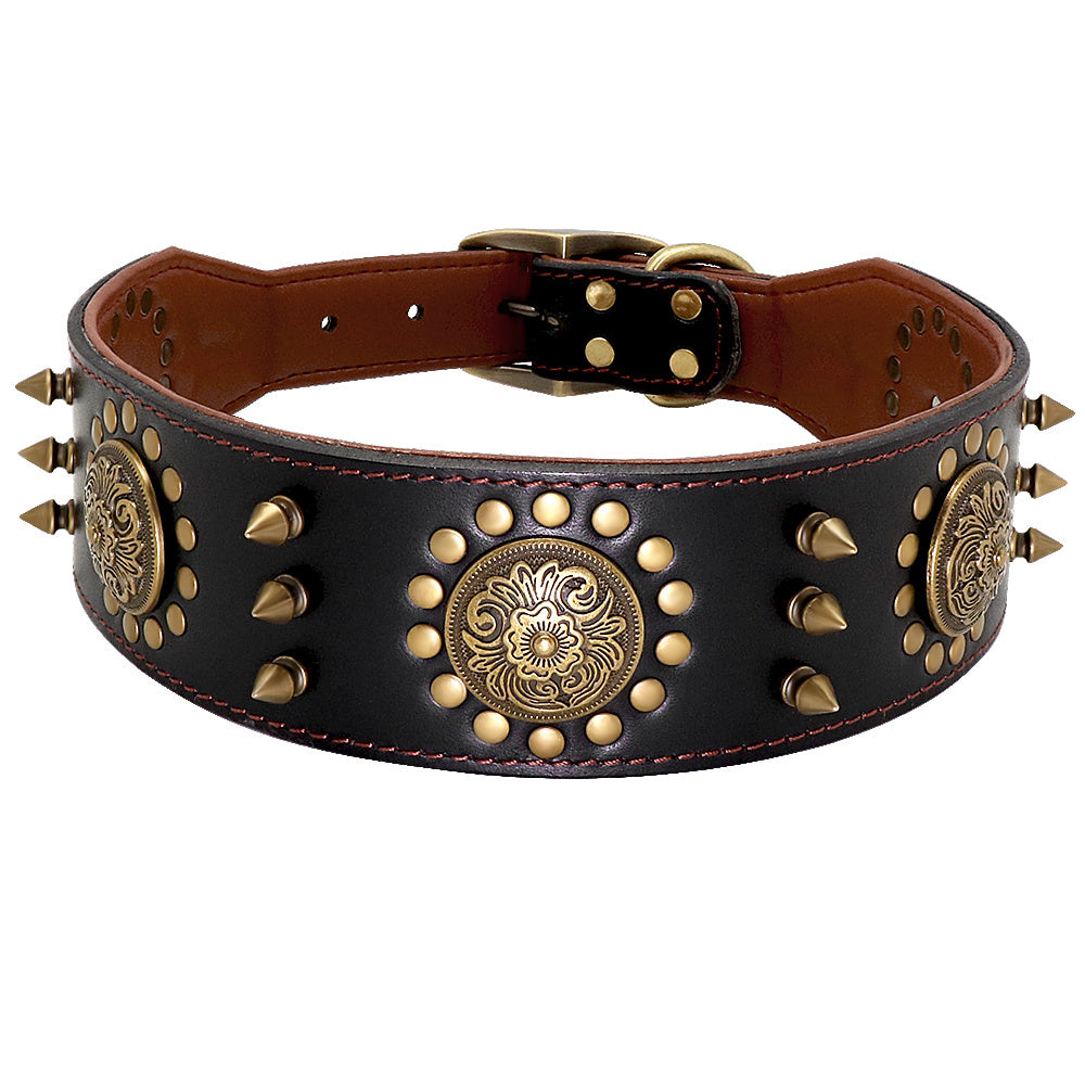 Leather Stud Dog Collar – Large Dog Anti-Bite Durable Pet Collar