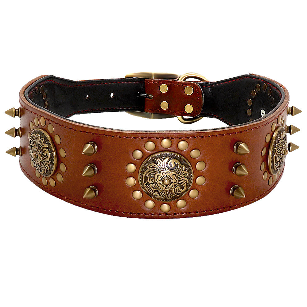 Leather Stud Dog Collar – Large Dog Anti-Bite Durable Pet Collar
