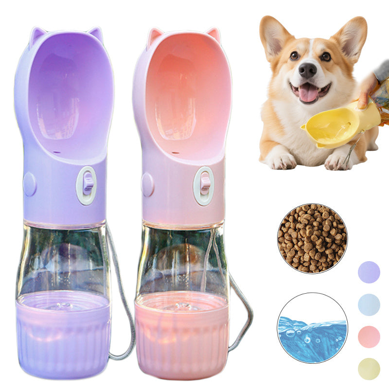 2-in-1 Dog Water Bottle & Food Container – Leak-Proof Pet Feeder