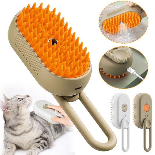 3-in-1 Cat Steam Brush & Dog Grooming Comb for Hair Removal