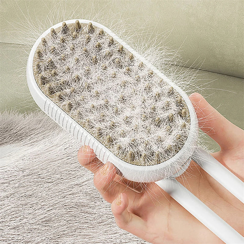 3-in-1 Cat Steam Brush & Dog Grooming Comb for Hair Removal